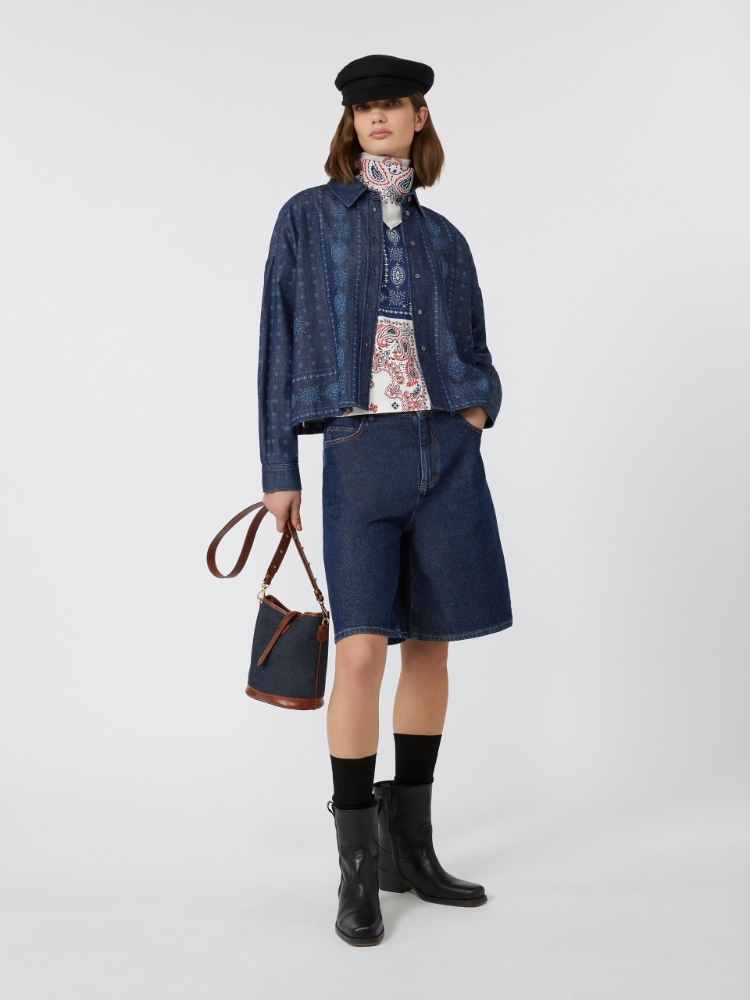 Laser-cut denim shirt - NAVY - Max Mara
