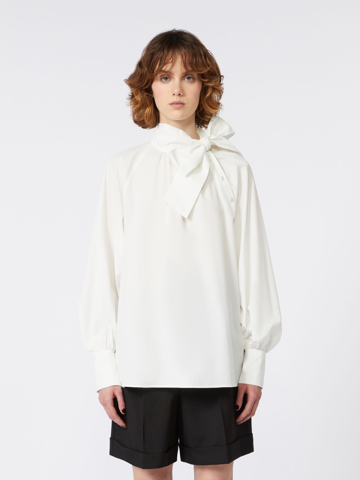 Cotton poplin blouse - OPTICAL WHITE - Max Mara - 2