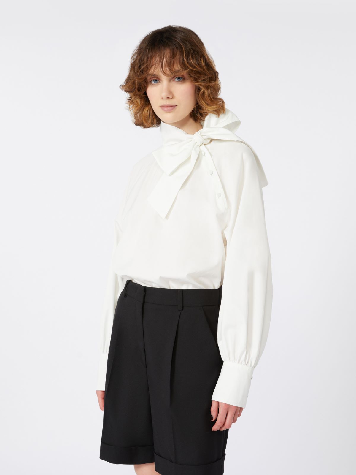 Cotton poplin blouse - OPTICAL WHITE - Max Mara - 4