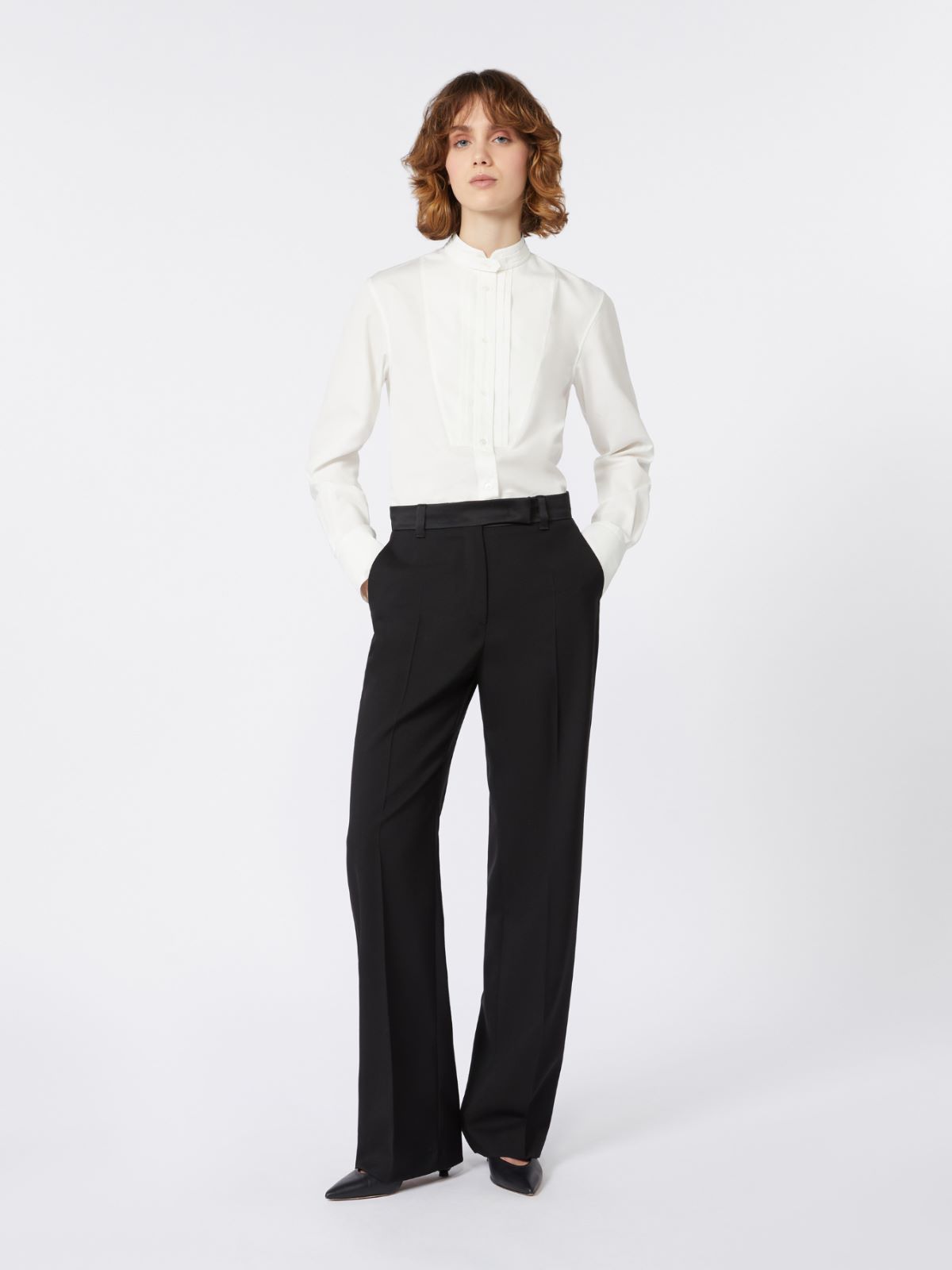 Cotton poplin tuxedo shirt - OPTICAL WHITE - Max Mara