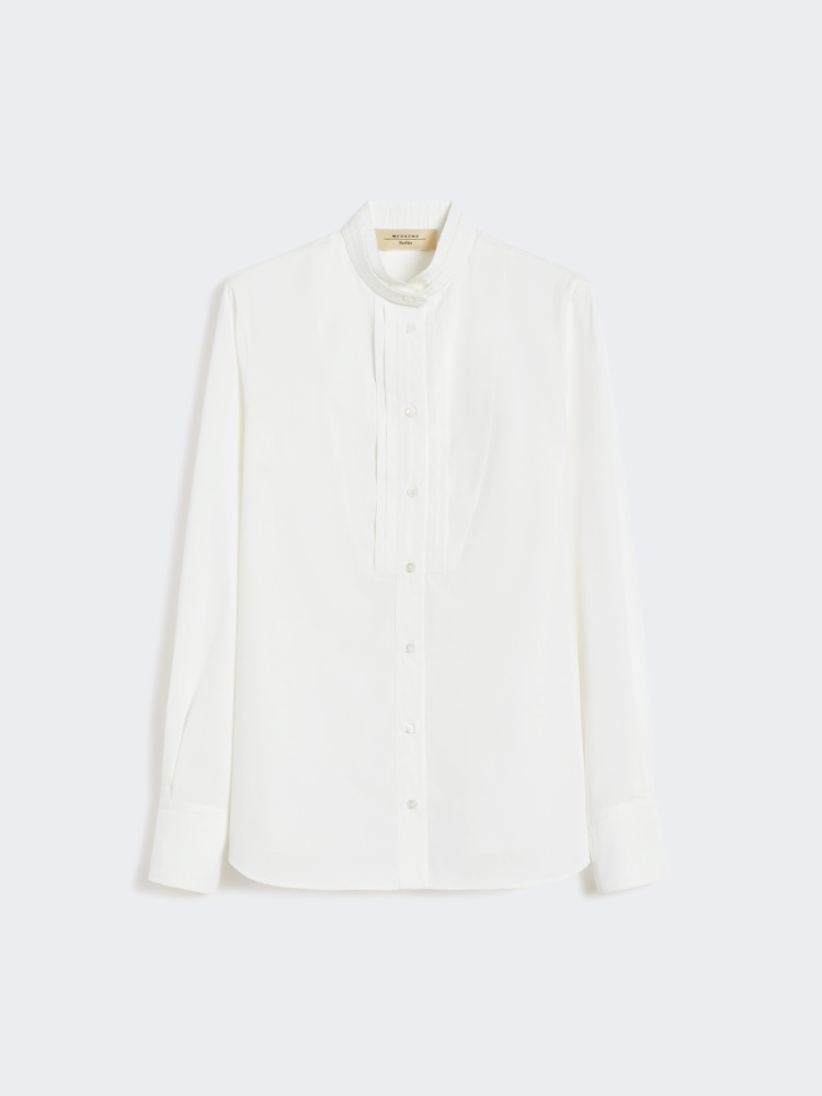 Cotton poplin tuxedo shirt - OPTICAL WHITE - Max Mara
