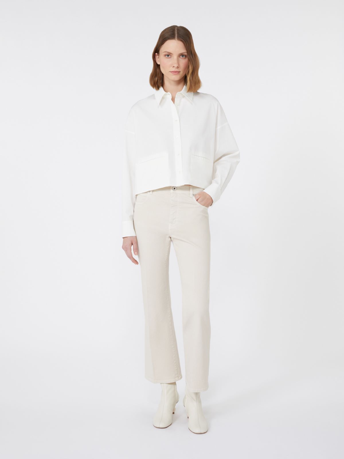 Boxy-fit heavy cotton shirt + WHITE - Max Mara