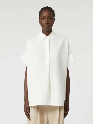Tシャツ・カットソー Max Mara White stretch poplin shirt (2411111012600 001) White poplin shirt | Max Mara