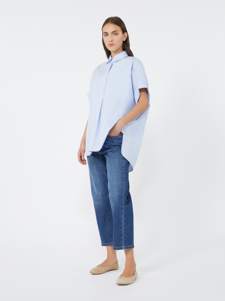 Straight-fit cotton poplin shirt - LIGHT BLUE - Max Mara