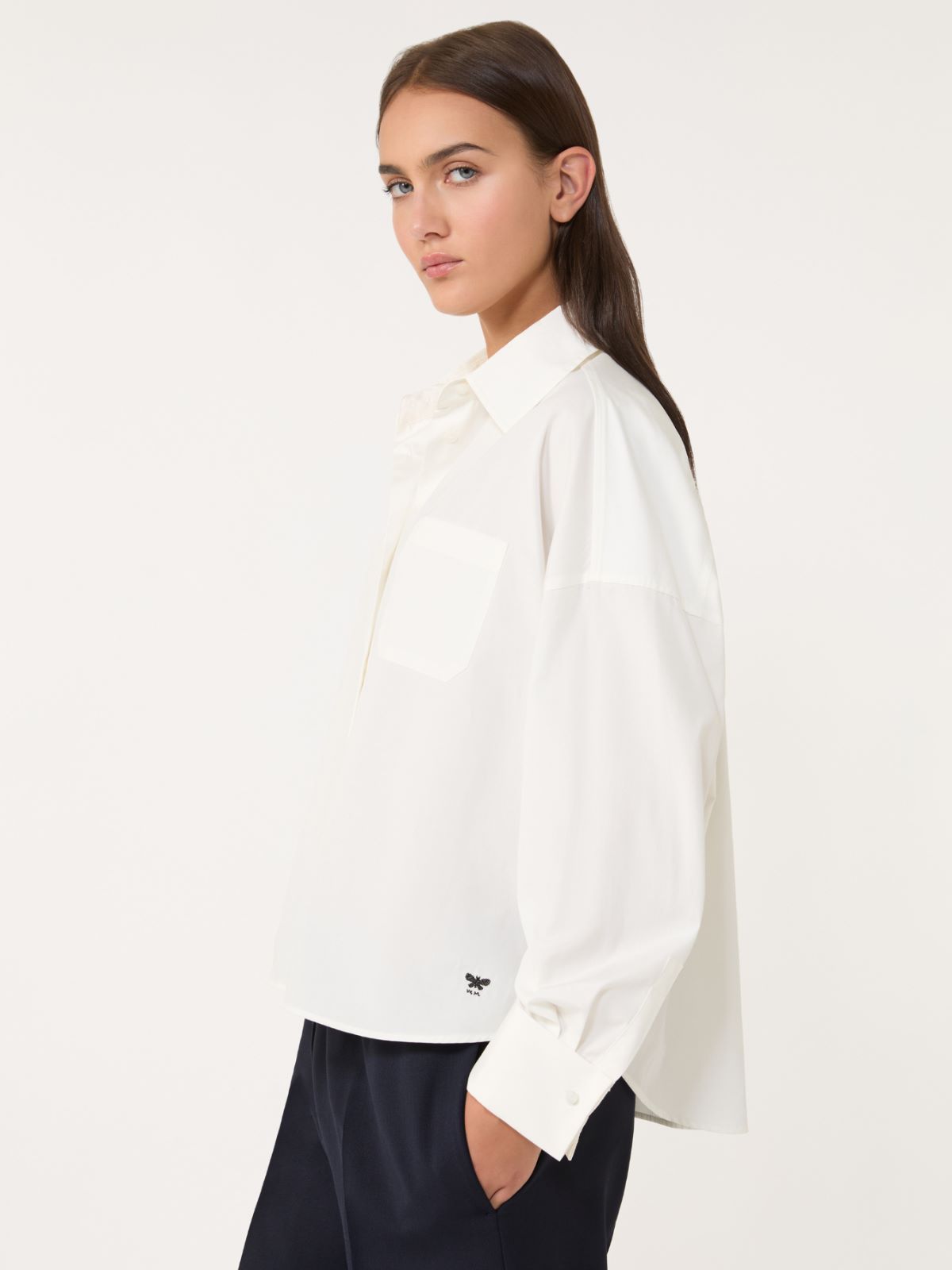 Oversized poplin shirt - WHITE - Max Mara - 4