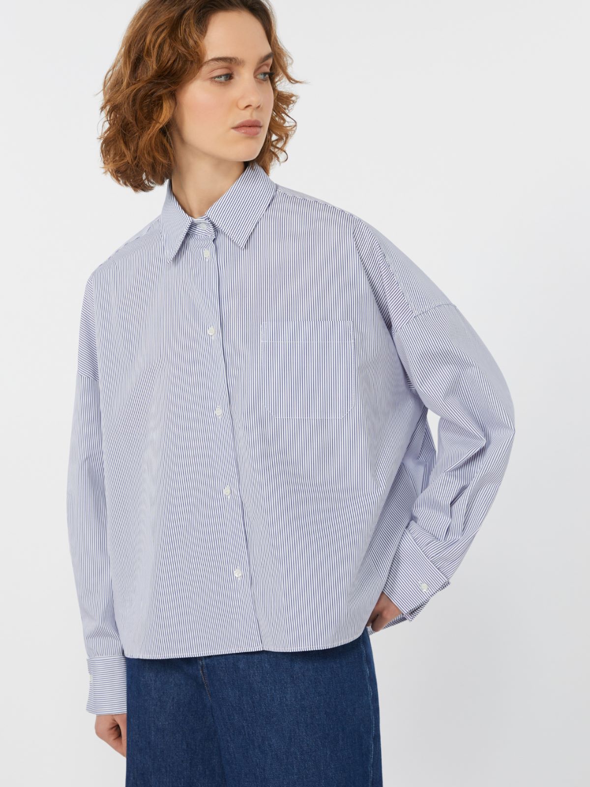 Oversized poplin shirt - NAVY - Max Mara - 4