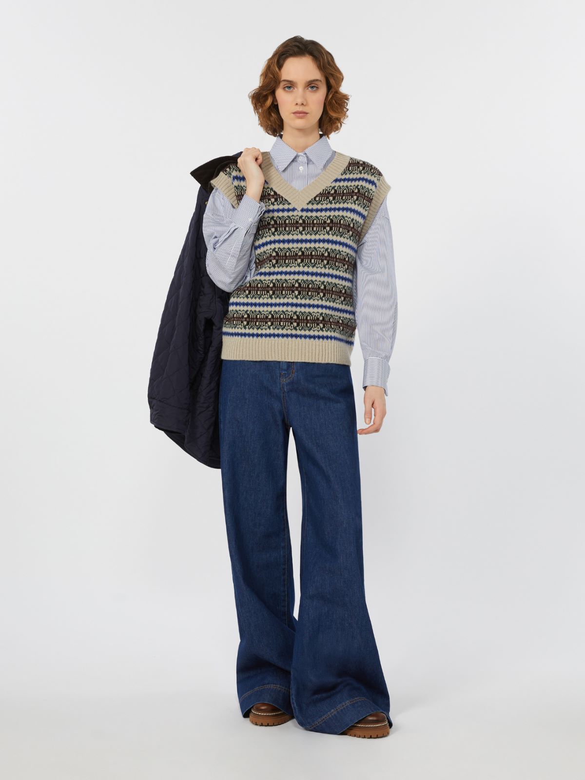 Oversized poplin shirt - NAVY - Max Mara