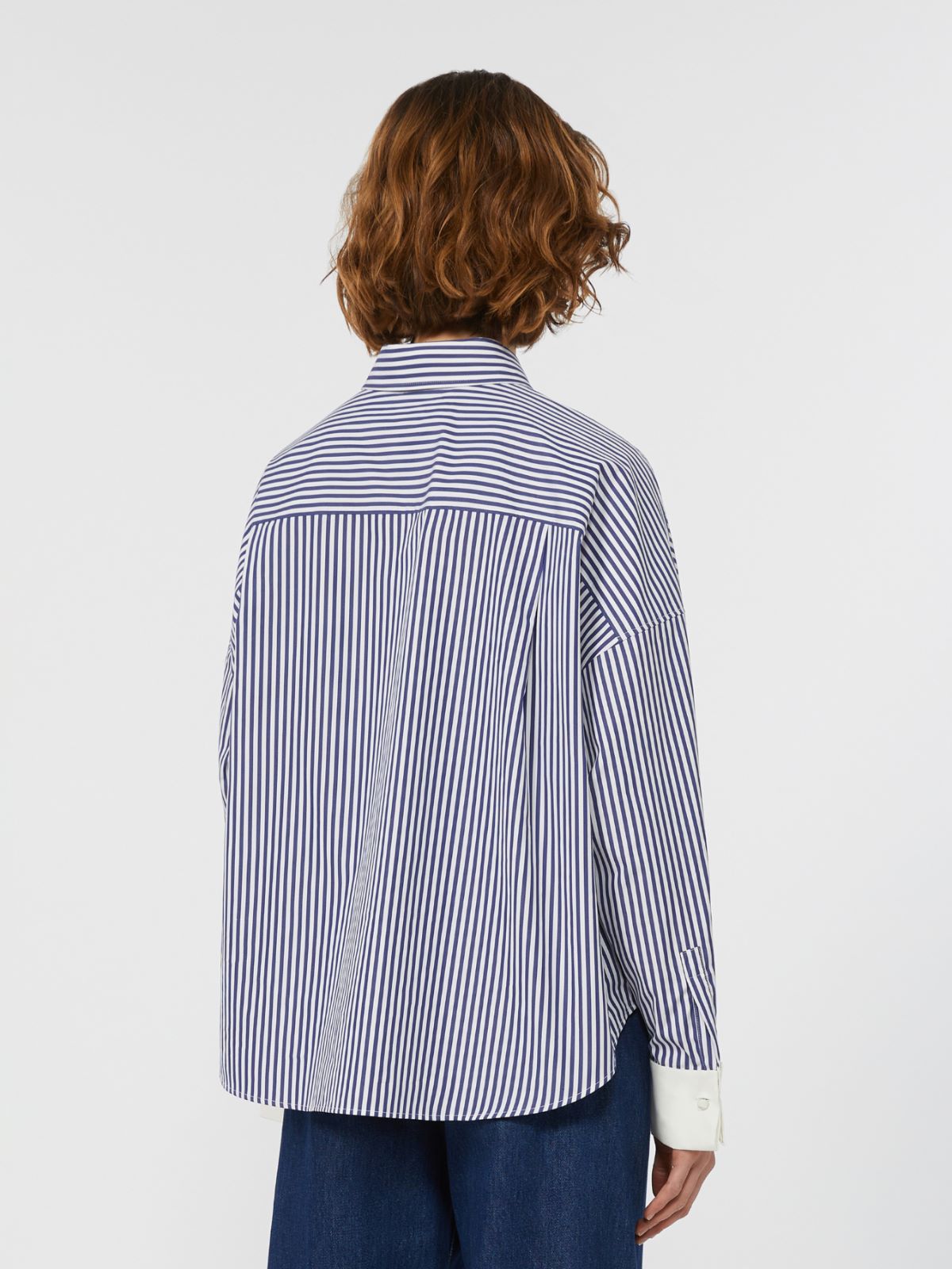 Oversized poplin shirt - NAVY - Max Mara - 3