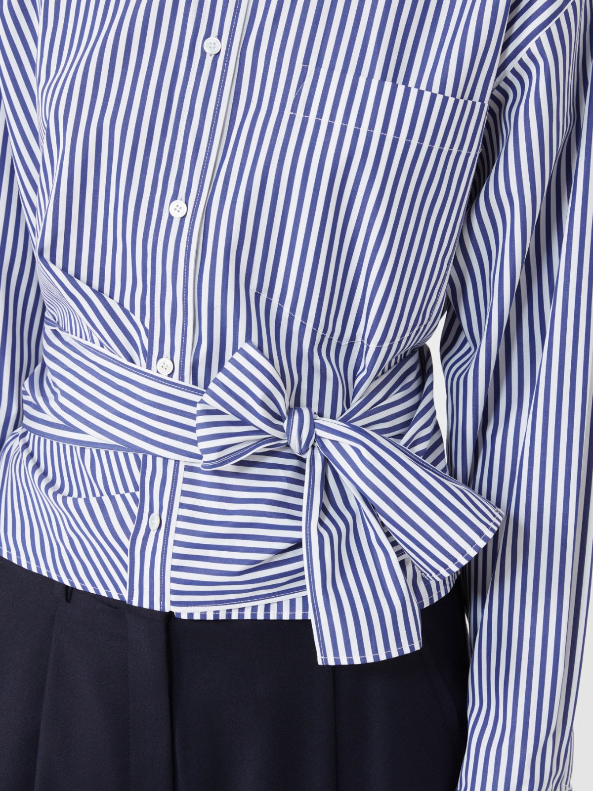Drapierte Hemdbluse aus Baumwolle - BLAU - Max Mara - 5