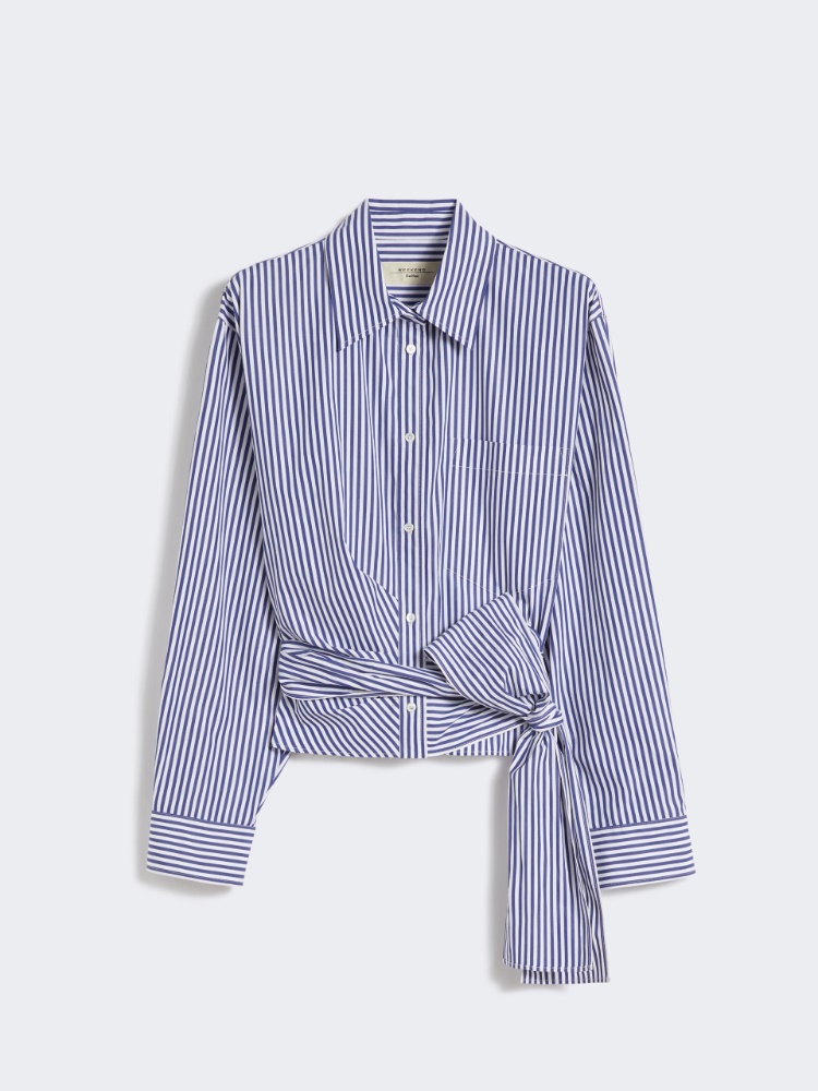 Camicia drappeggiata in cotone - BLU - Max Mara