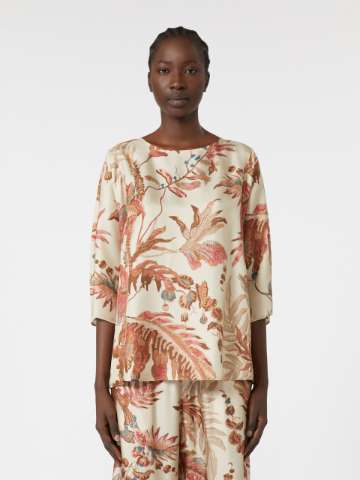 Tシャツ・カットソー Max Mara FW22 BLOUSE WITH FEATHERS (PIUME 328001) Printed blouse | Max Mara