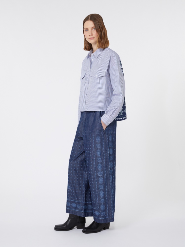 [ドリア] バイマテリアル ストライプ シャツ - NAVY - Max Mara
