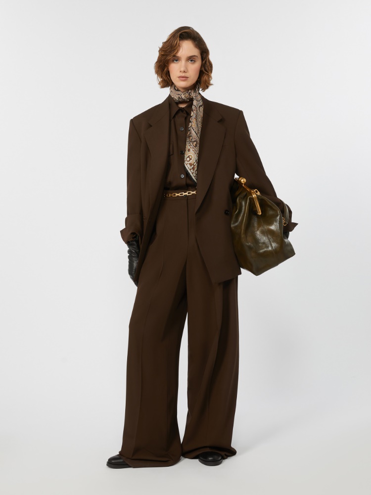 Wool twill trousers - DARK BROWN - Max Mara