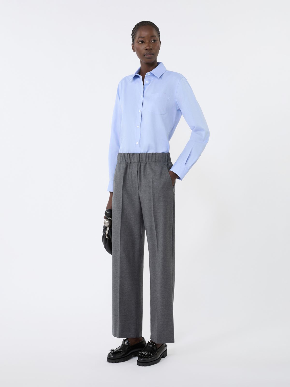 Wool flannel trousers - MEDIUM GREY - Max Mara - 8