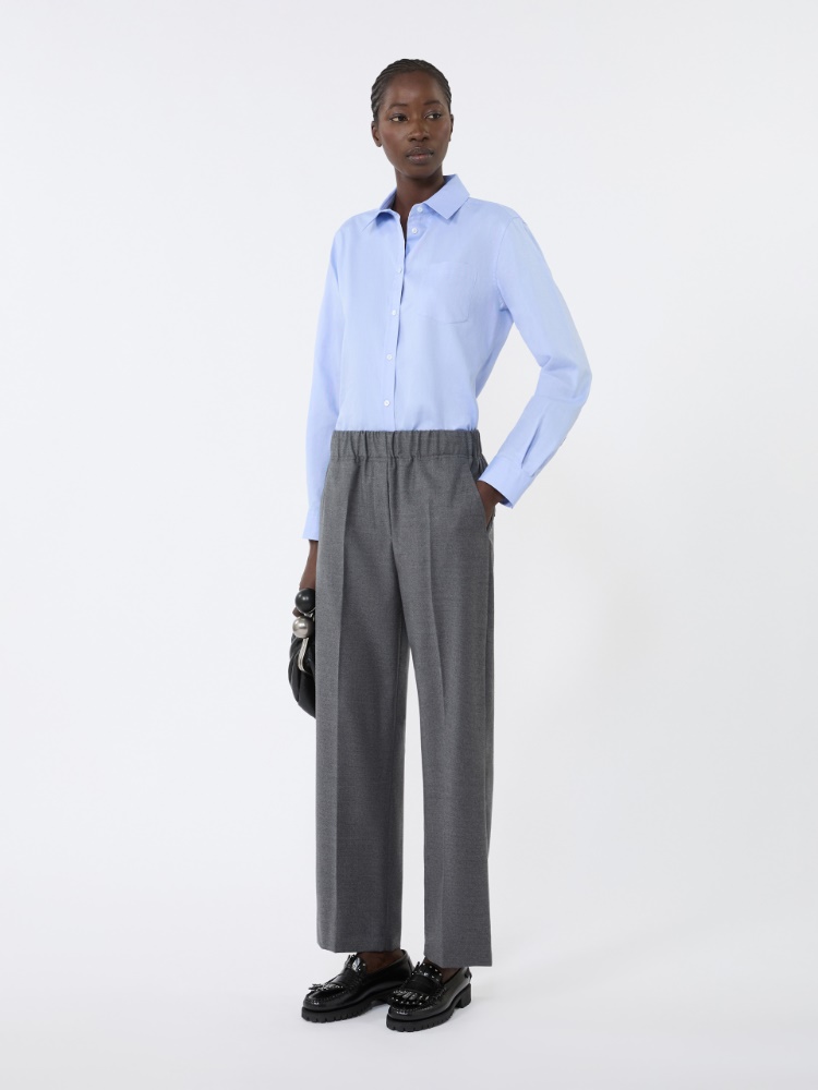 Wool flannel trousers - MEDIUM GREY - Max Mara