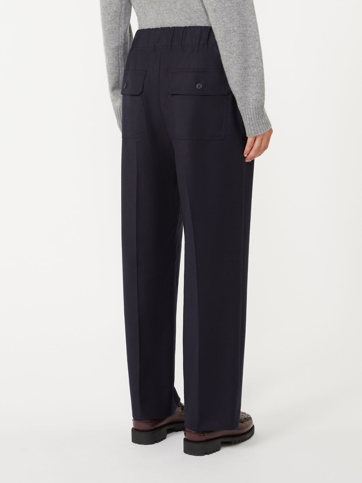 Wool flannel trousers - NAVY - Max Mara - 3