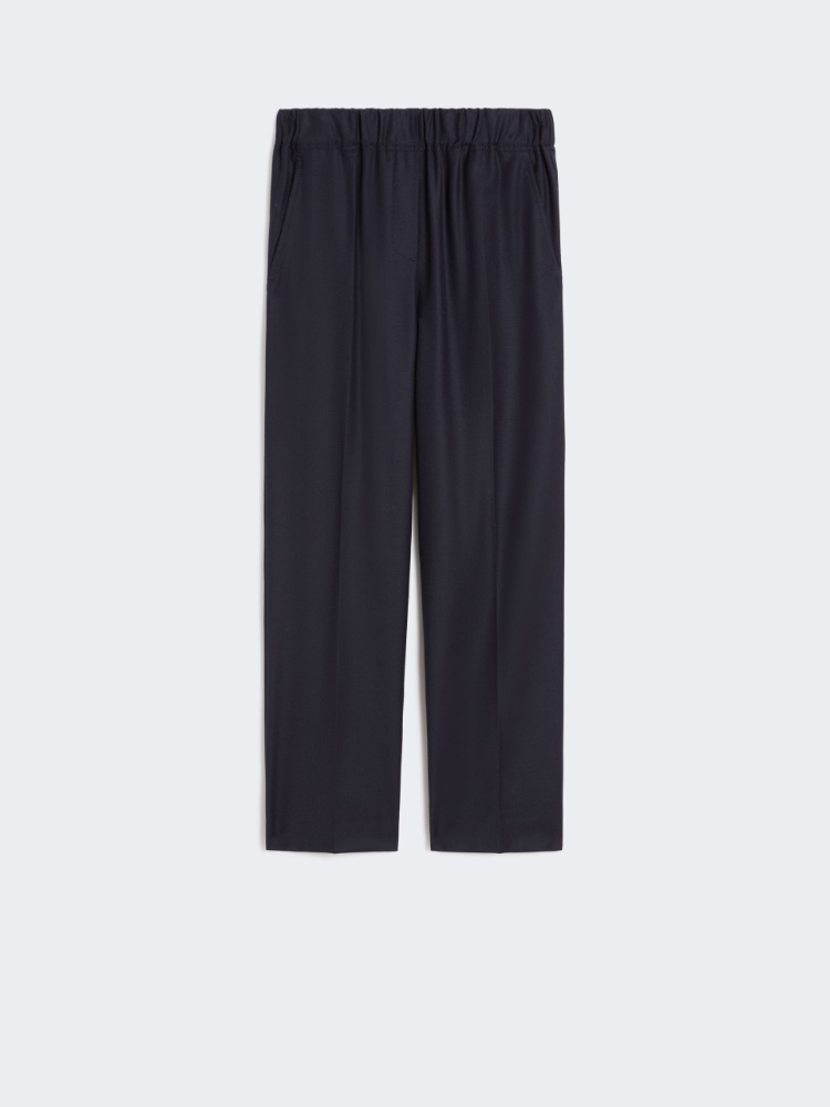 Wool flannel trousers - NAVY - Max Mara