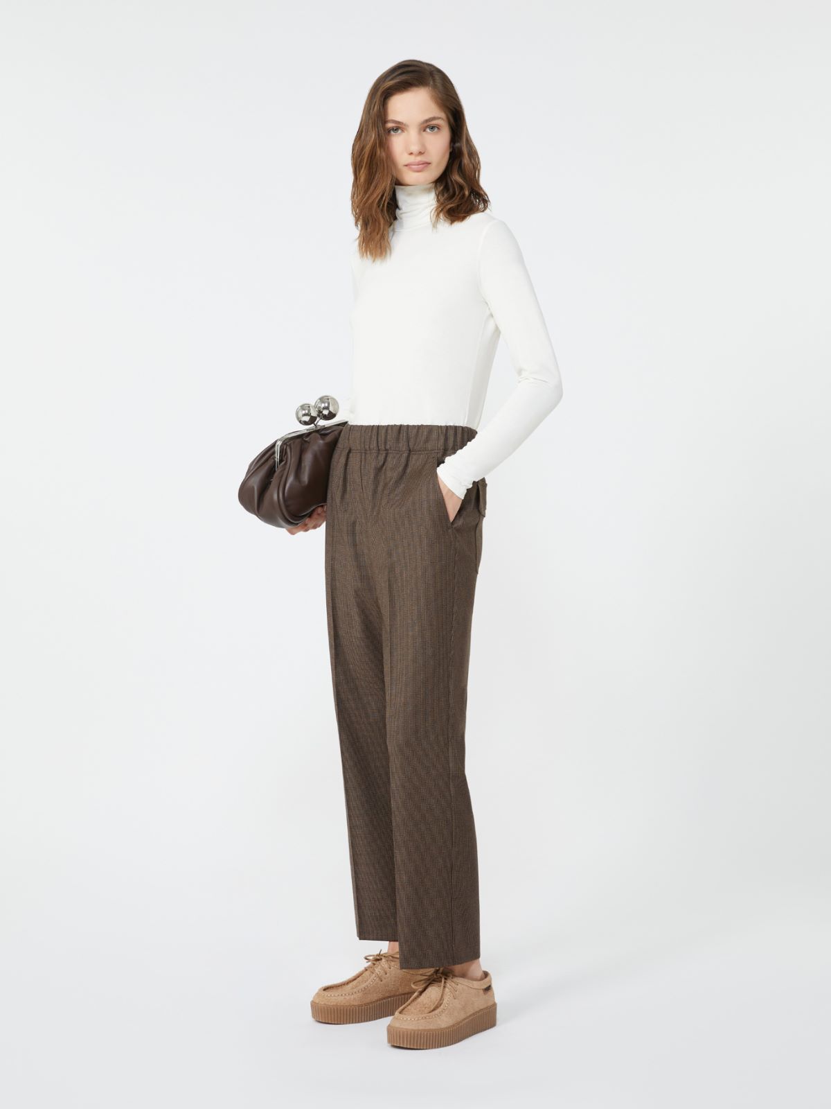 Wool flannel trousers - CHOCOLATE - Max Mara