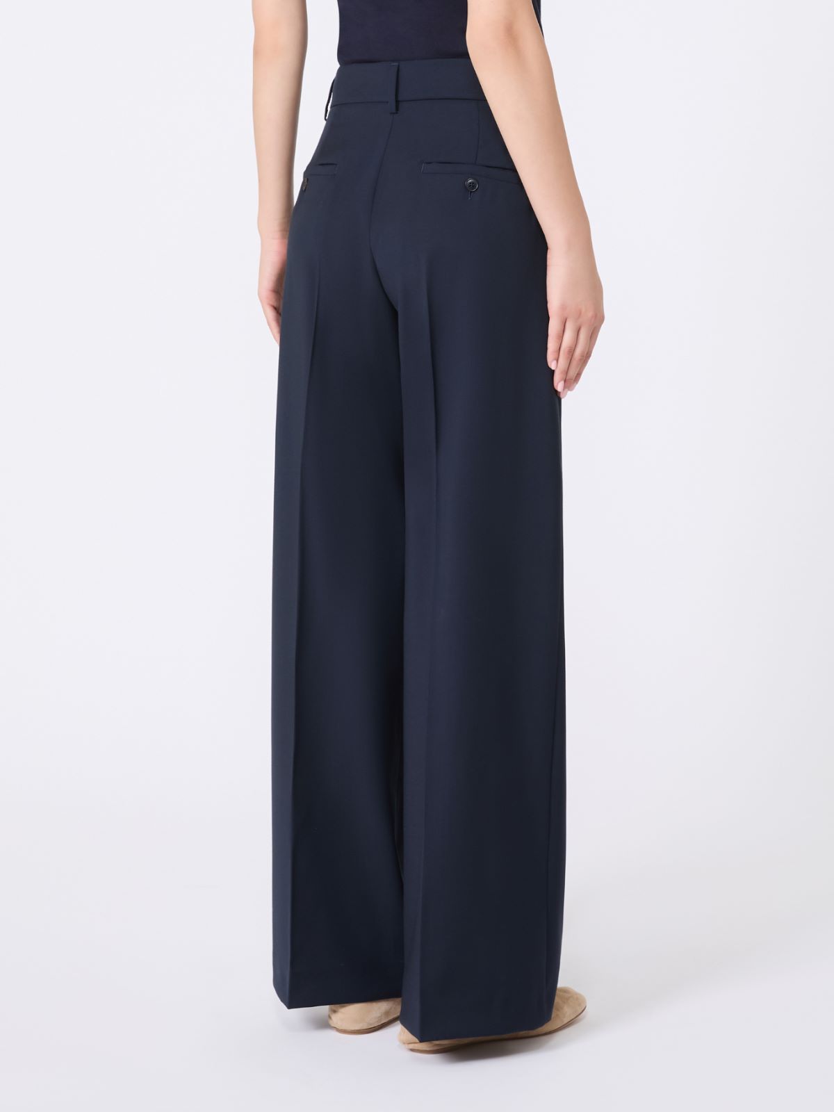 Wool palazzo trousers - NAVY - Max Mara - 3