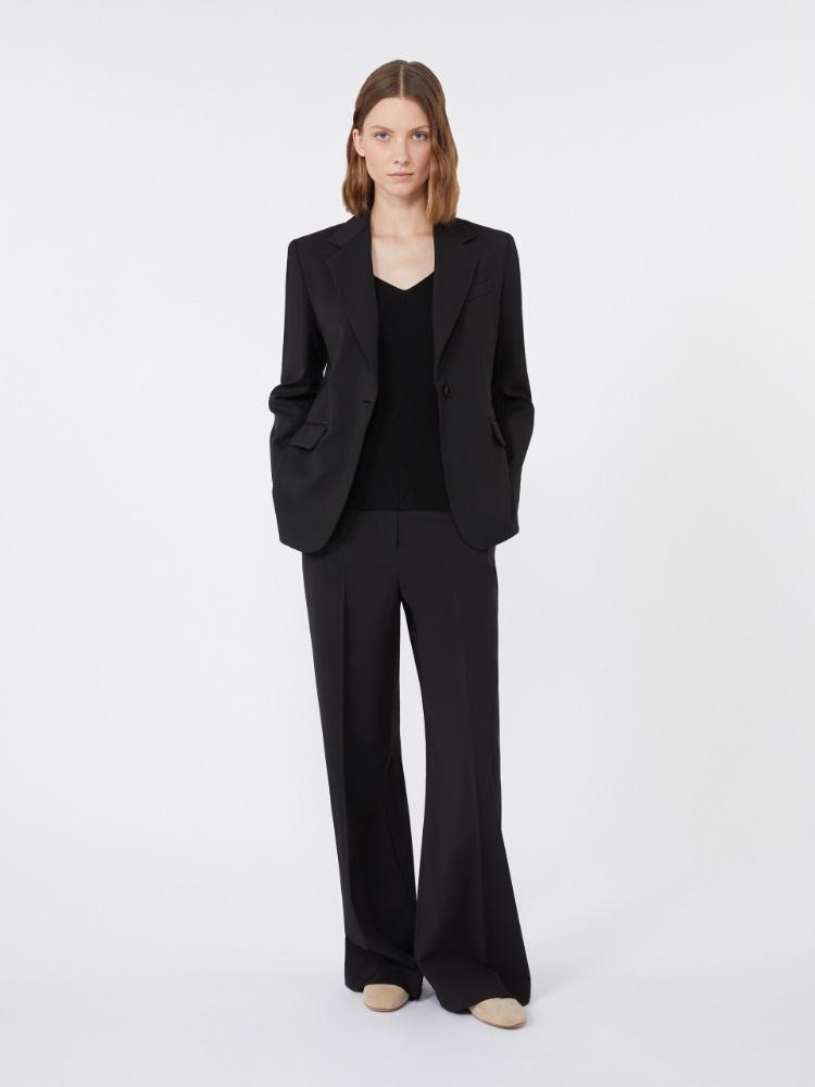 Spodnie palazzo z wełny - CZARNY - Max Mara - 2