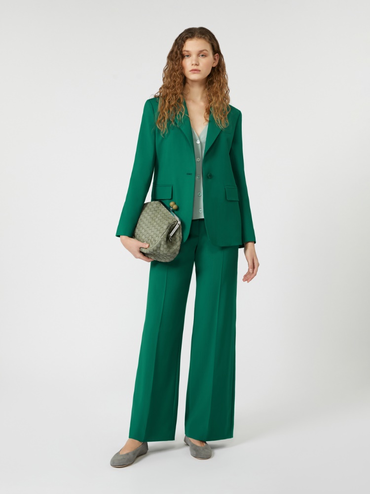 Wool palazzo trousers - GREEN - Max Mara