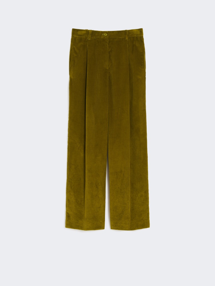 Cotton velvet trousers - OLIVE GREEN - Max Mara