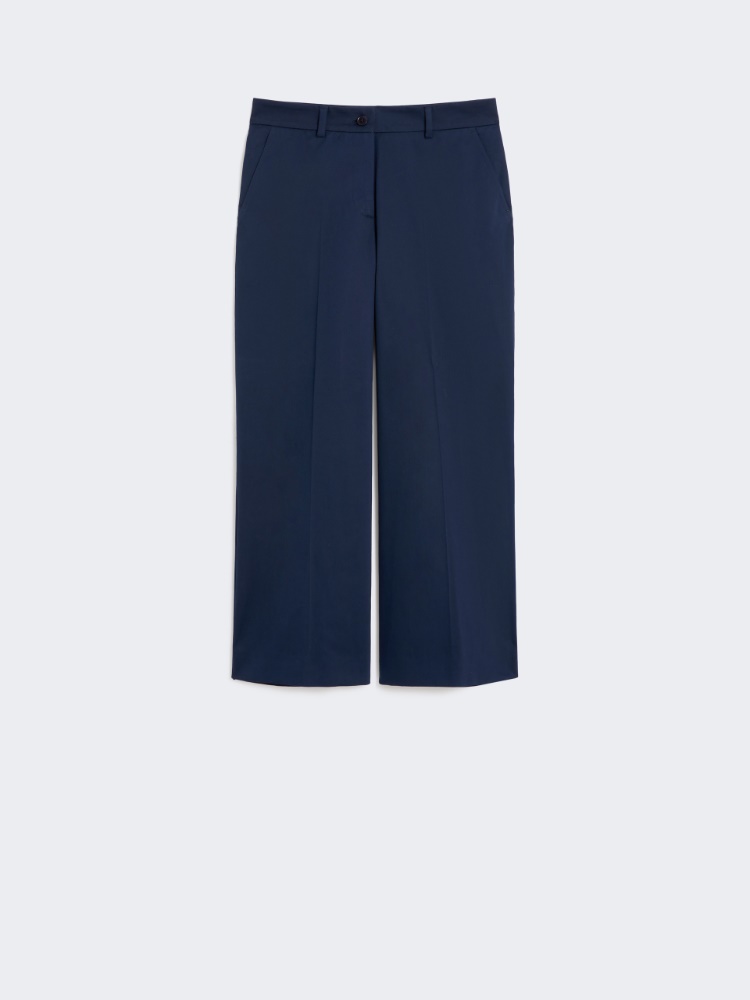 Cotton satin cropped trousers - NAVY - Max Mara