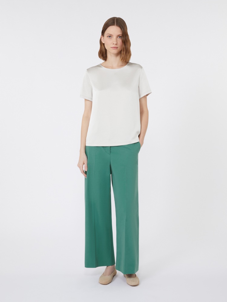 Cotton satin cropped trousers - GREEN - Max Mara