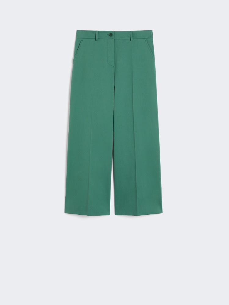 Cotton satin cropped trousers - GREEN - Max Mara