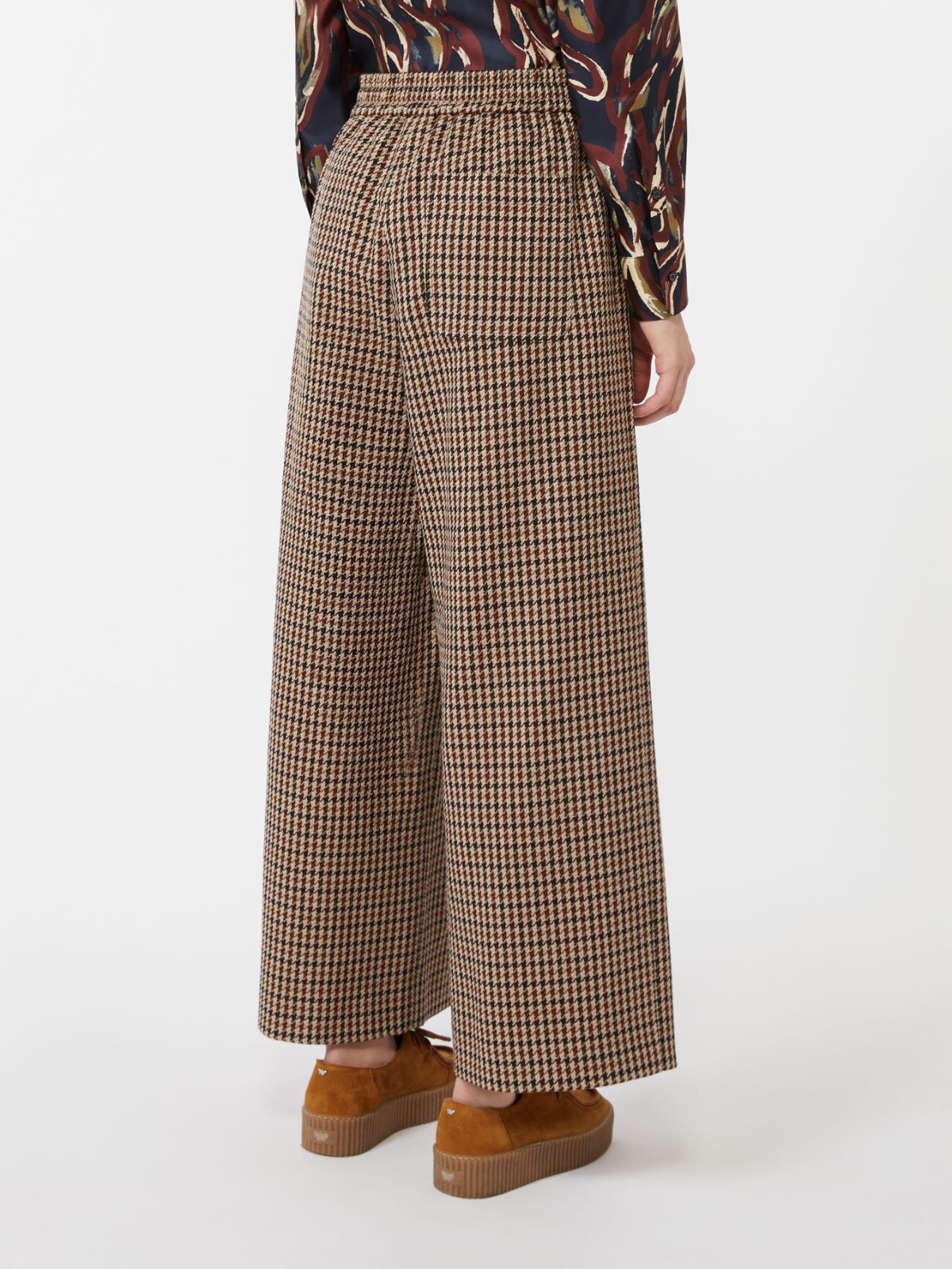 Basketweave wool and cotton trousers - WINE-COLOURED - Max Mara - 3