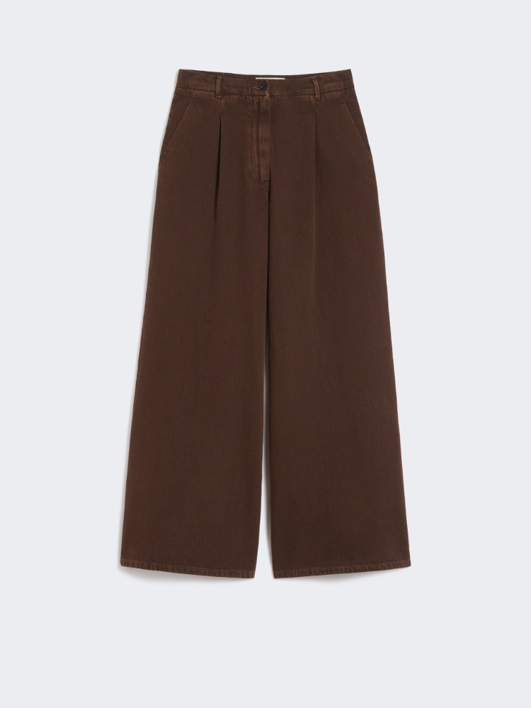 Pantalon en bull de coton - CHOCOLAT - Max Mara