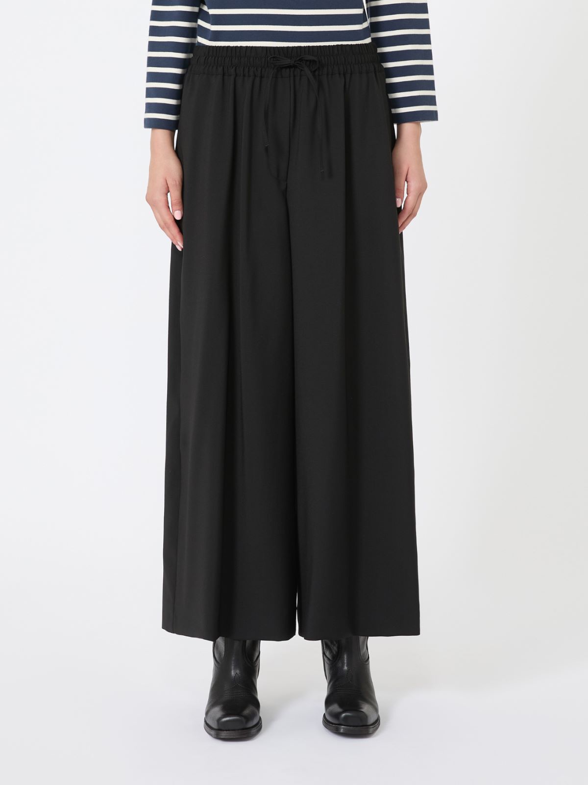 Relaxed-fit wool yarn trousers - BLACK - Max Mara - 2