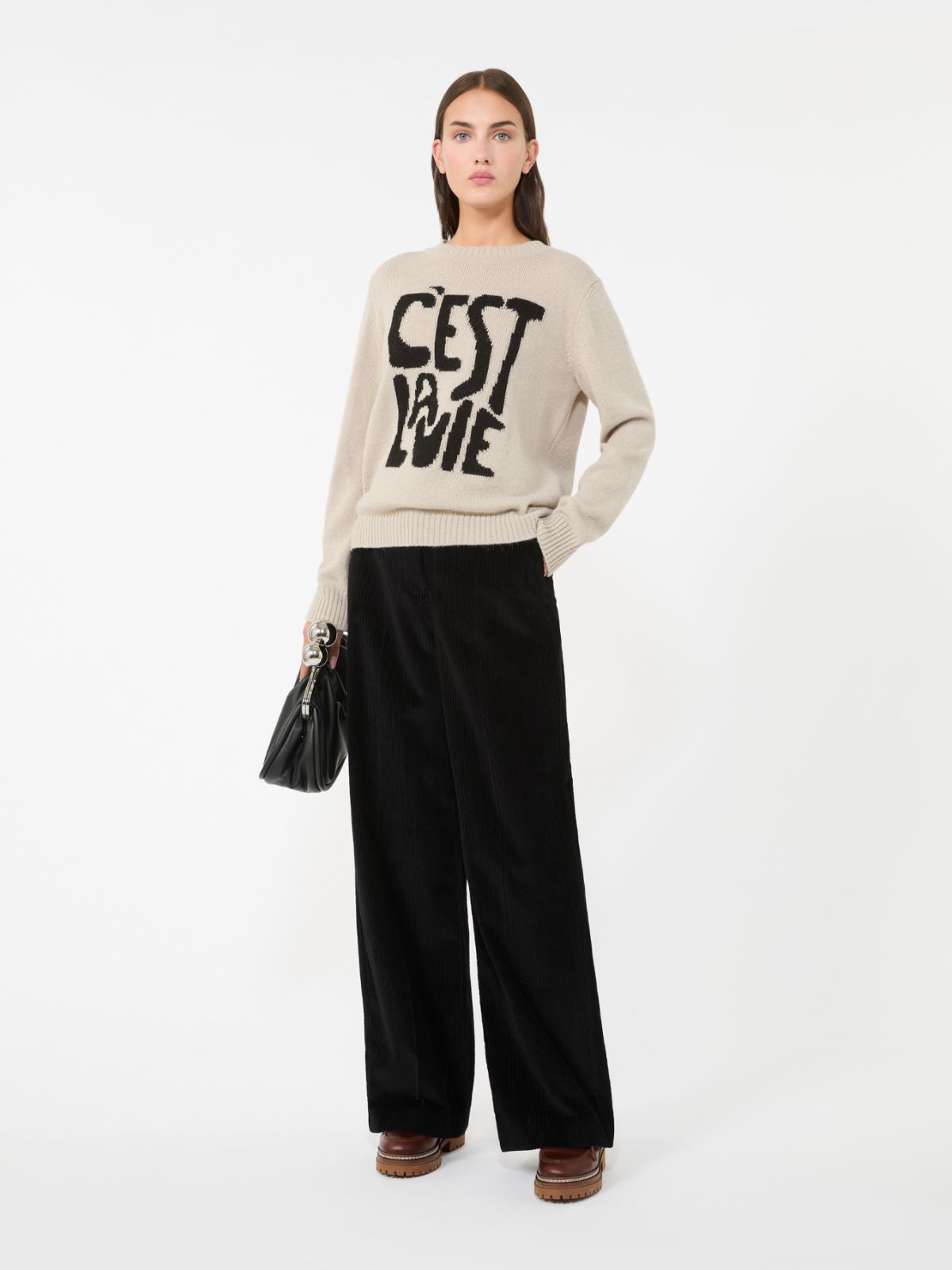 타니아 코듀로이 팬츠 - BLACK - Max Mara