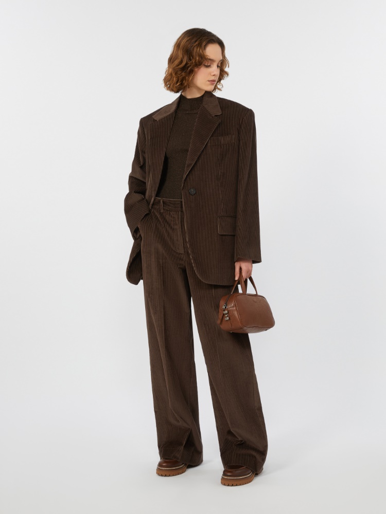 Wide-leg corduroy trousers - CHOCOLATE - Max Mara
