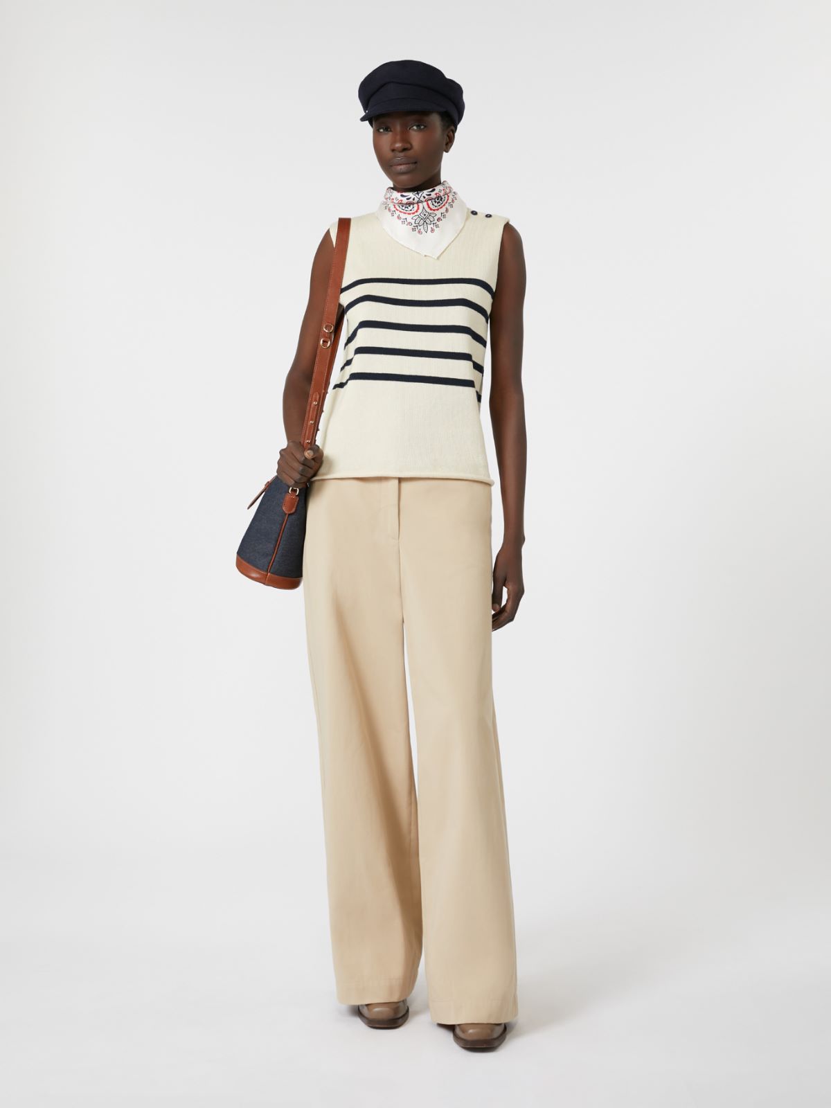 Cotton gabardine trousers + BEIGE - Max Mara