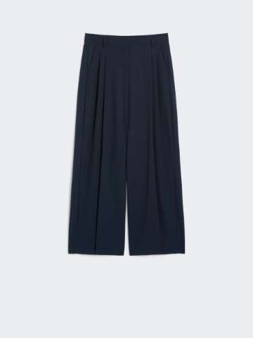 パンツ MAX MARA NAVY BLUE VISCOSE BLEND TROUSERS Wide-leg trousers in jersey, navy | 
