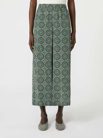 【Max Mara】 Printed satin cropped wide-leg pants Printed satin cropped wide-leg pants in brown - Max Mara
