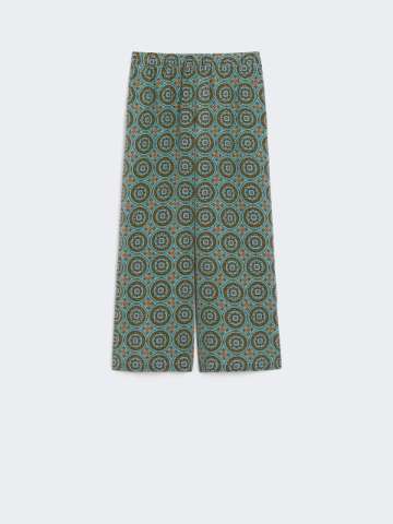 【送料&関税込】Weekend Max Mara Floral Printed Cropped Trou Cotton and linen cropped trousers, white | 