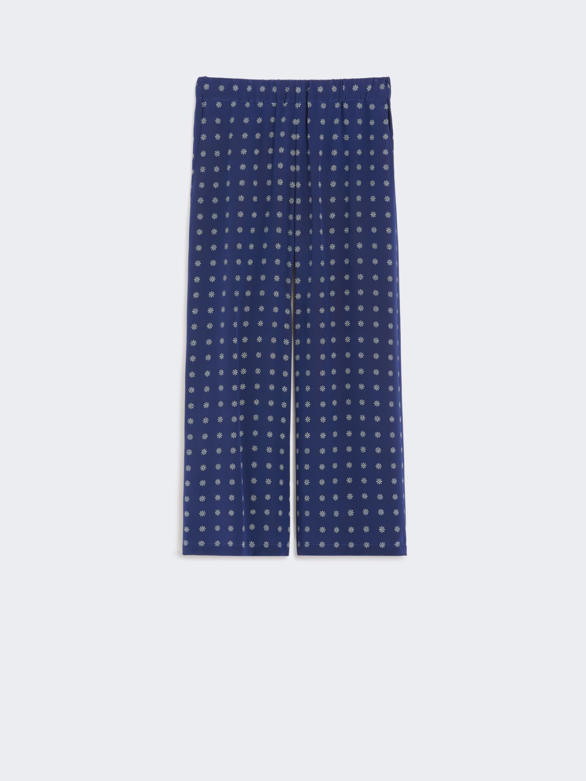 Jedwabne spodnie crop z nadrukiem - GRANATOWY - Max Mara - 8