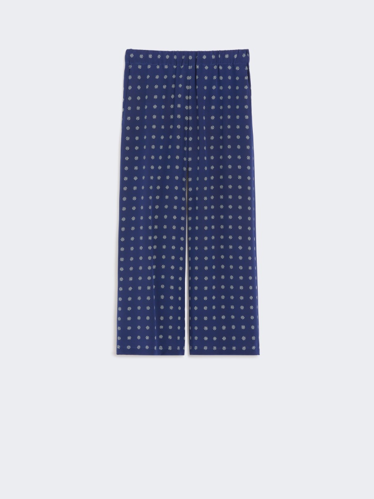 Jedwabne spodnie crop z nadrukiem - GRANATOWY - Max Mara