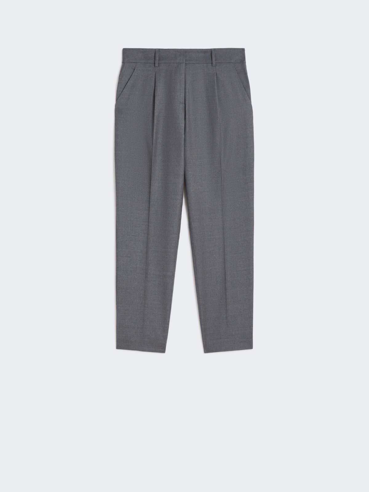 Wool flannel cigarette trousers - MEDIUM GREY - Max Mara - 8