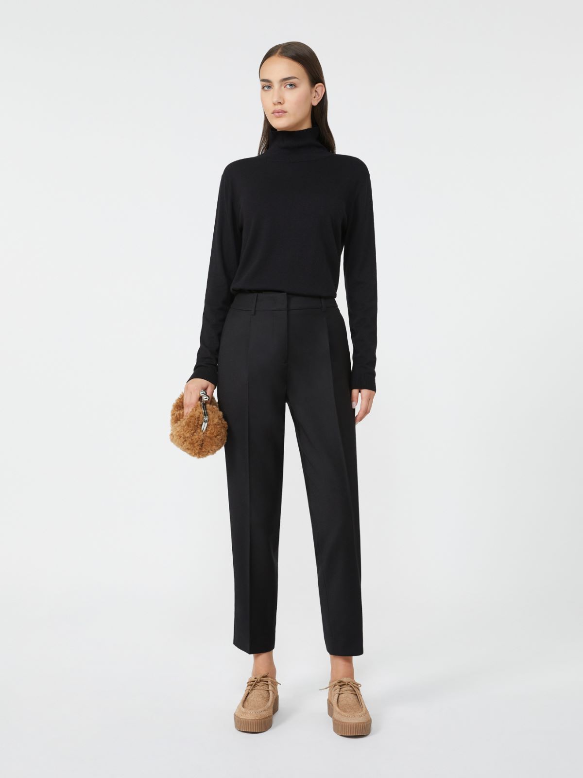 Wool flannel cigarette trousers + BLACK - Max Mara