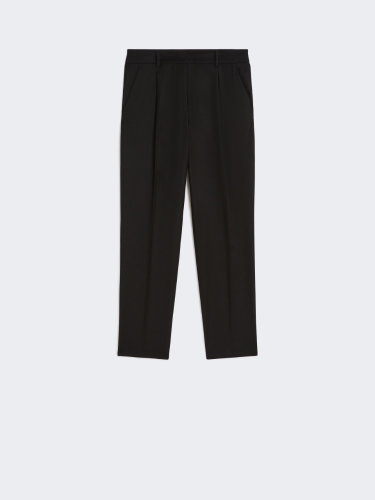 Wool flannel cigarette trousers - BLACK - Max Mara