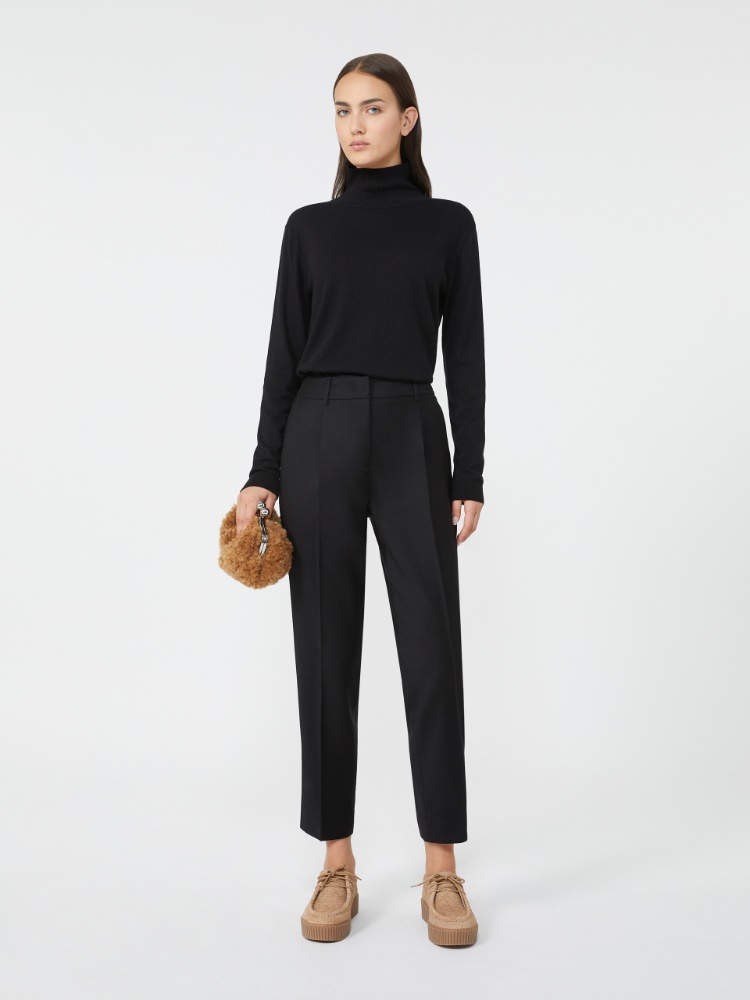 Wool flannel cigarette trousers - BLACK - Max Mara