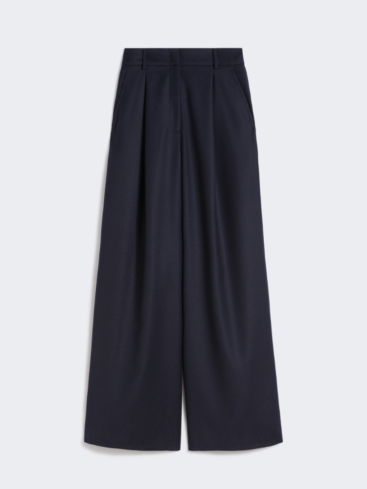 Wool flannel palazzo trousers - NAVY - Max Mara