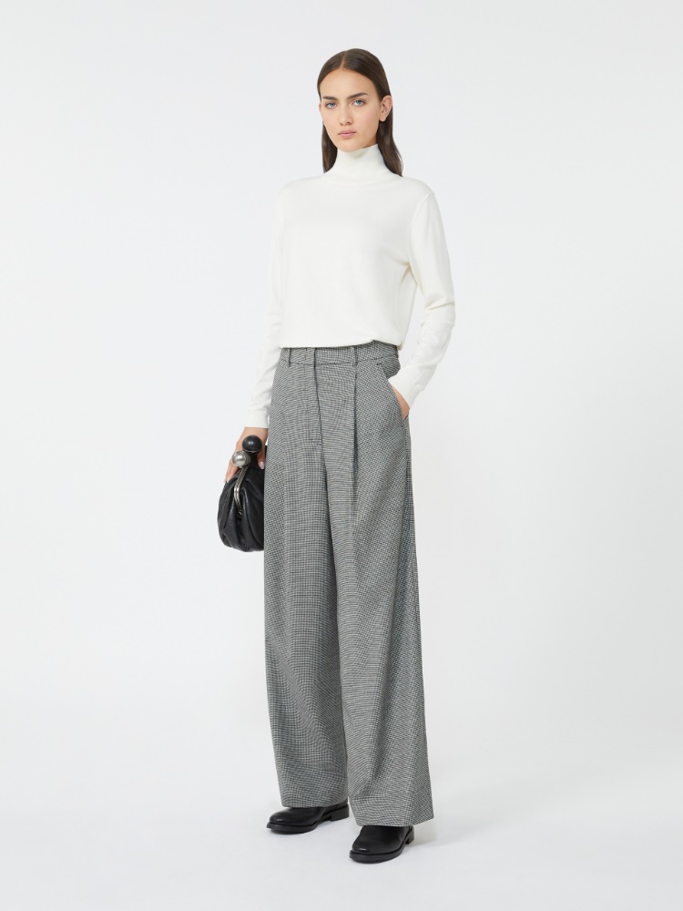 Wool flannel palazzo trousers - BLACK - Max Mara