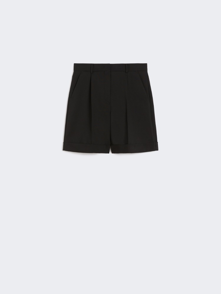 Wool canvas Bermuda shorts - BLACK - Max Mara