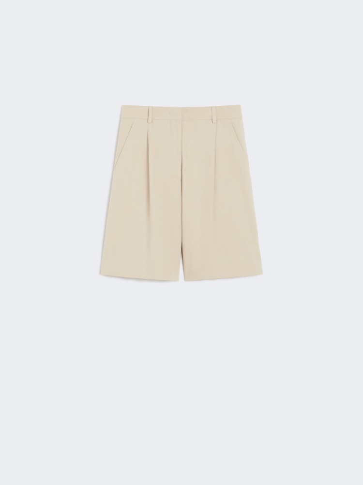 Cotton gabardine Bermuda shorts - BEIGE - Max Mara