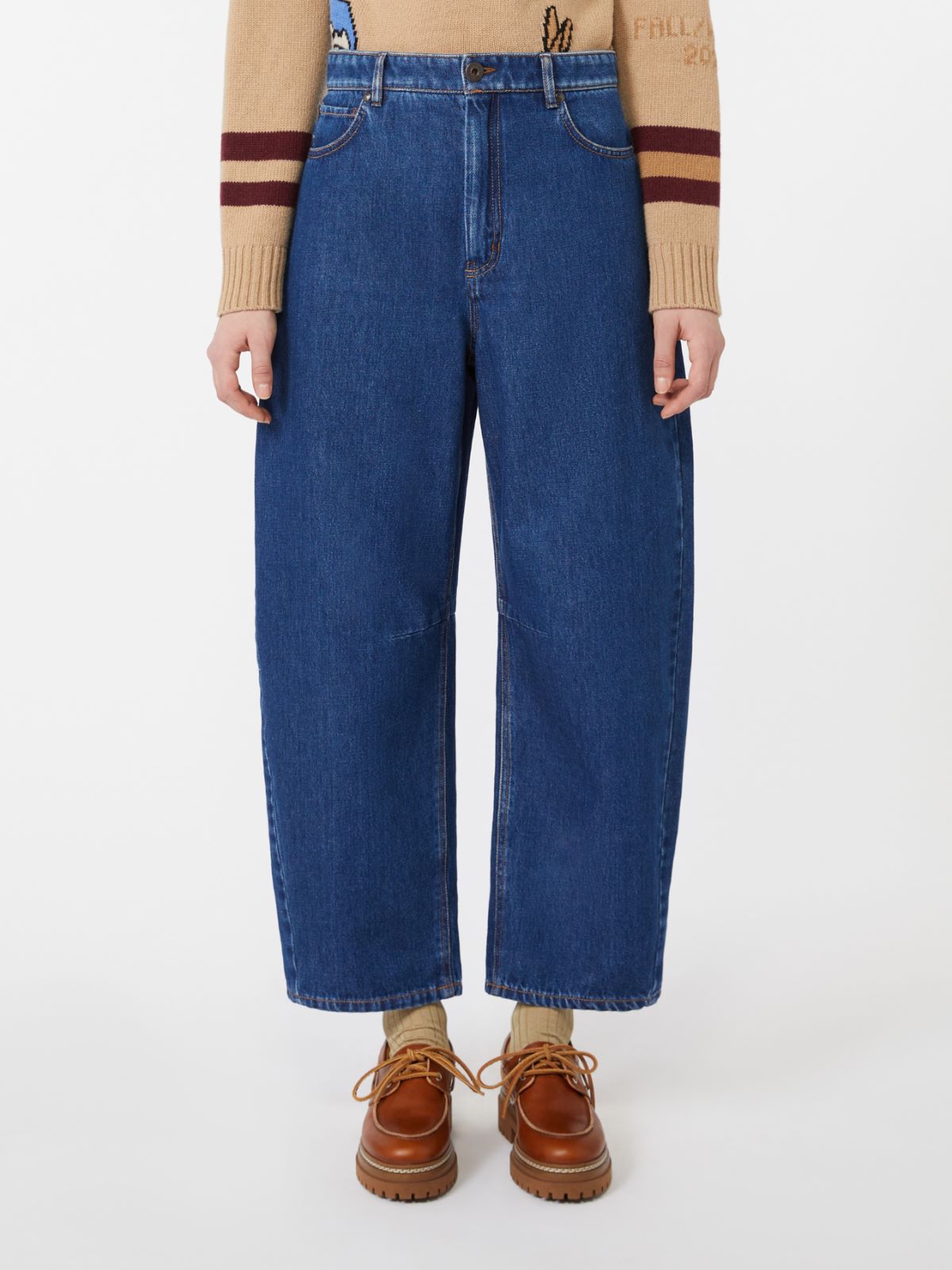Cotton denim barrel-leg jeans - NAVY - Max Mara - 2