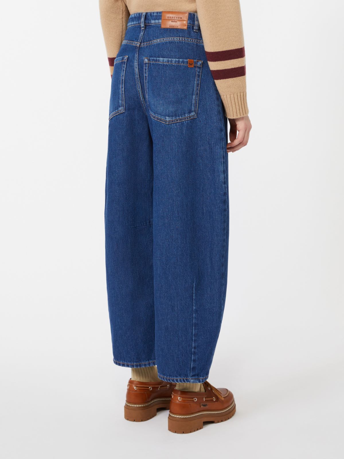 Cotton denim barrel-leg jeans - NAVY - Max Mara - 3